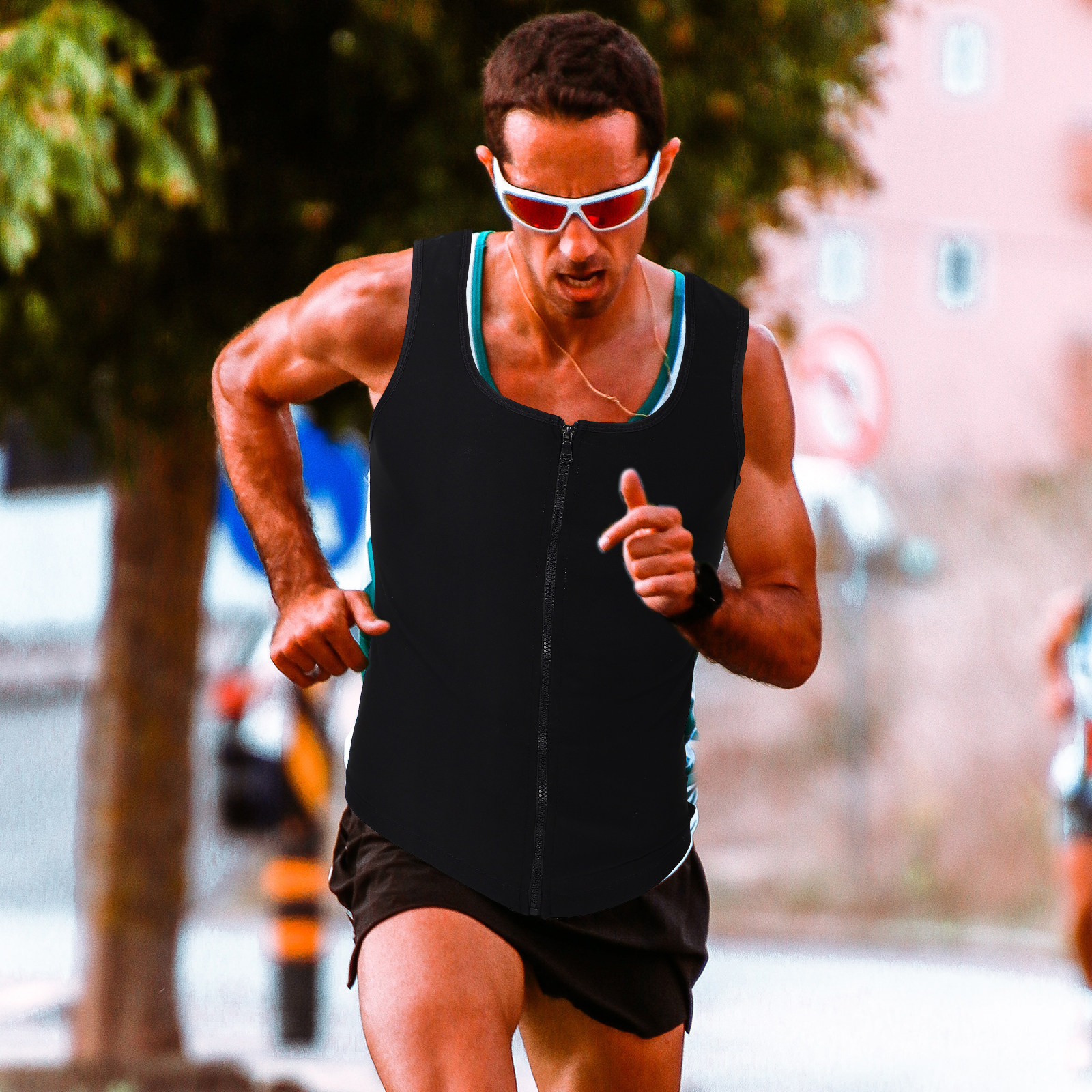 Mens Zip Up Sweat Vest Workout - Running Gear Girls ulasan dan harga