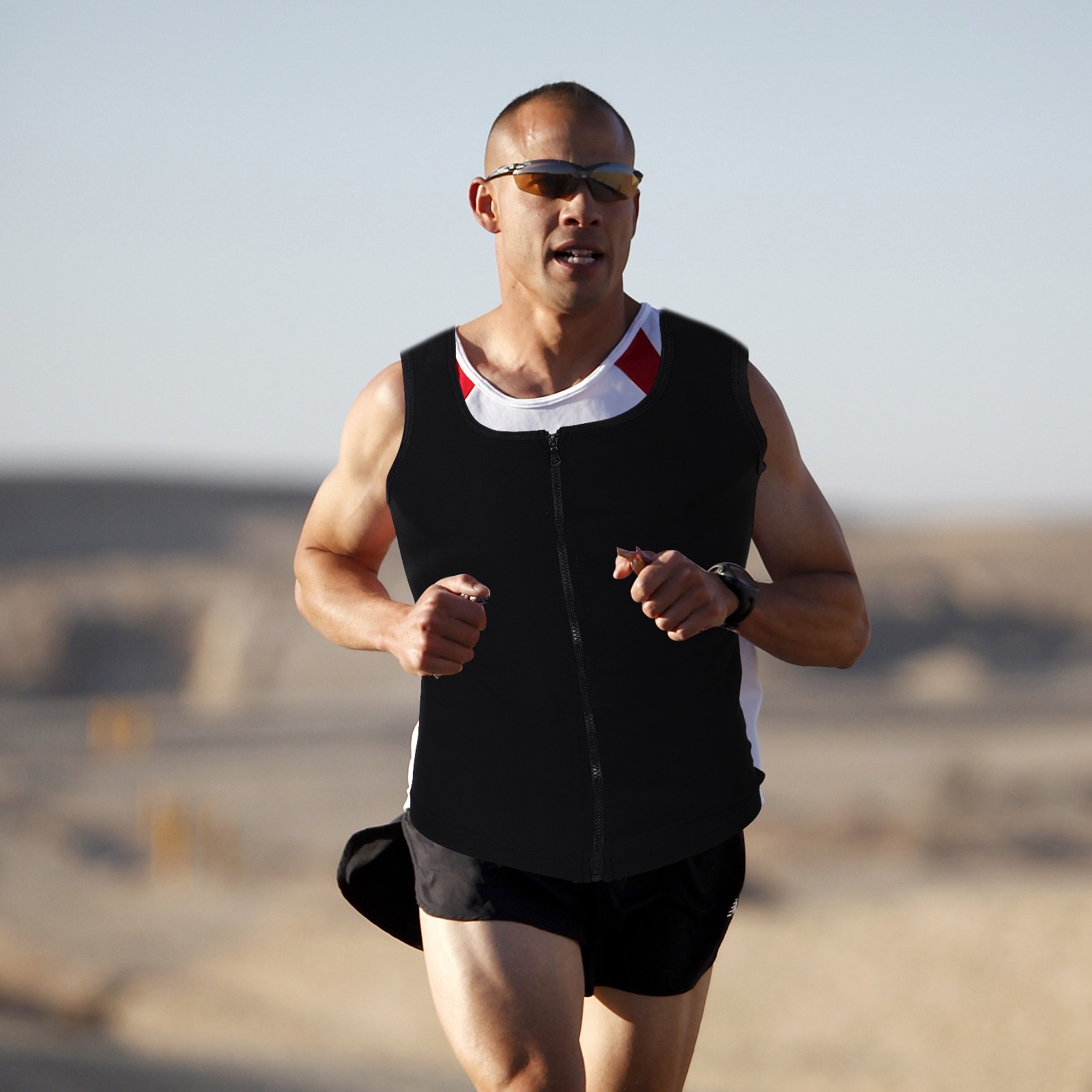 Mens Zip Up Sweat Vest Workout - Running Gear Girls ulasan dan harga